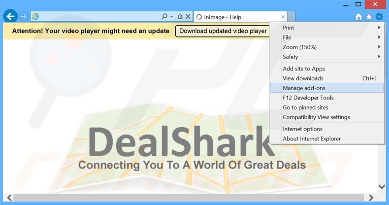 Verwijder de DealShark advertenties uit Internet Explorer stap 1