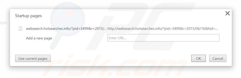 Verwijder websearch.hotsearches.info als startpagina in Google Chrome