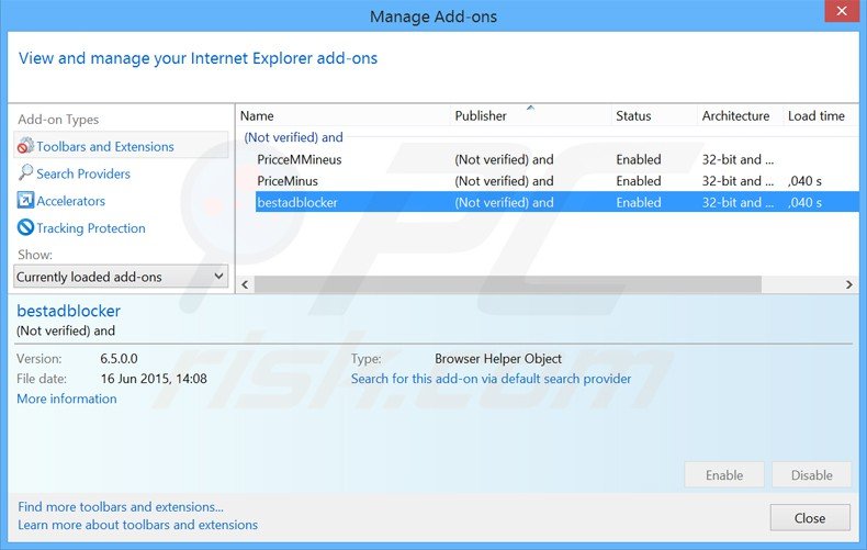 Verwijder aan websearch.hotsearches.info gerelateerde Internet Explorer extensies