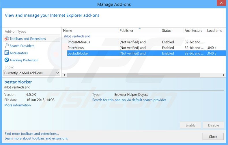 Verwijder aan websearch.hotsearches.info gerelateerde Internet Explorer extensies