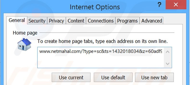 Verwijder netmahal.com als startpagina in Internet Explorer
