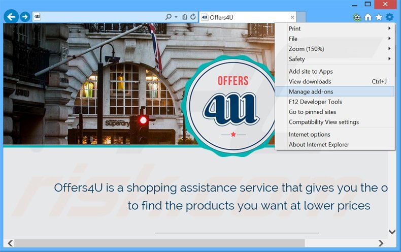 Verwijder Offers4U advertenties uit Internet Explorer stap 1