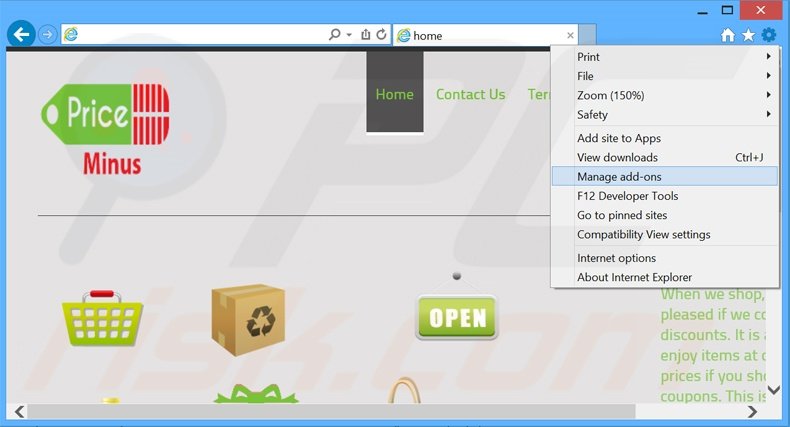 Verwijder de PriceMinus advertenties uit Internet Explorer stap 1