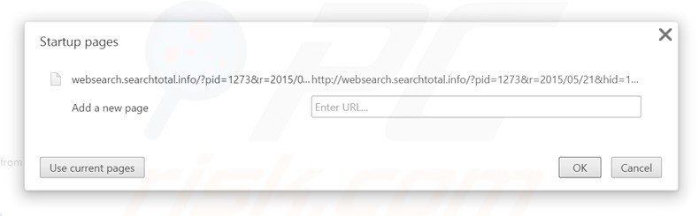 Verwijder websearch.searchtotal.info als startpagina in Google Chrome