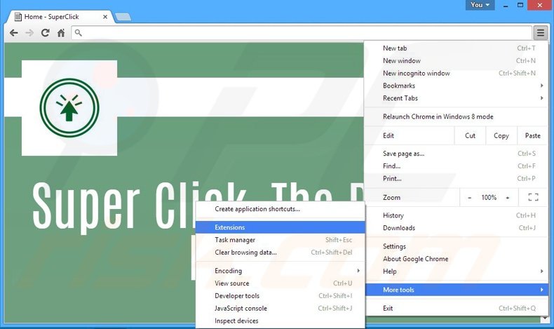 Verwijder de SuperClick advertenties uit Google Chrome stap 1