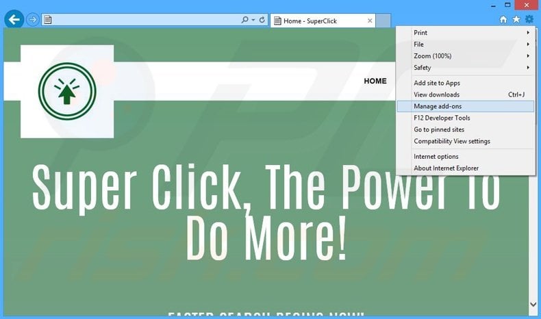 Verwijder de SuperClick advertenties uit Internet Explorer stap 1