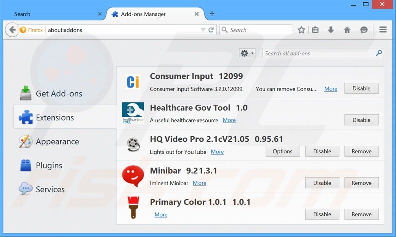 Verwijder de Windesk Winsearch advertenties uit Mozilla Firefox stap 2