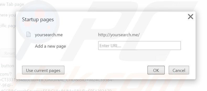 Verwijder yousearch.me als startpagina in Google Chrome