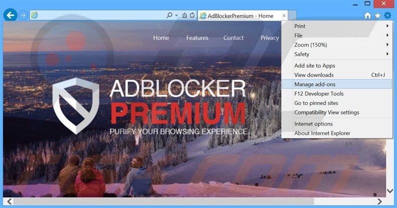 Verwijder de AdBlockerPremium advertenties uit Internet Explorer stap 1