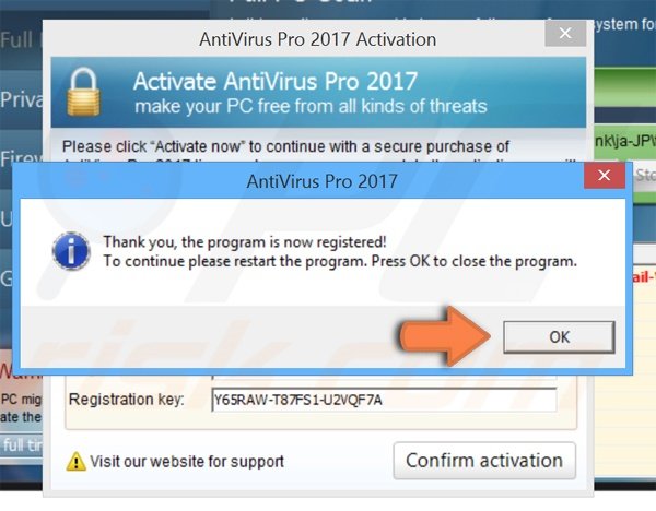 AntiVirus Pro 2017 registratie proces stap 3