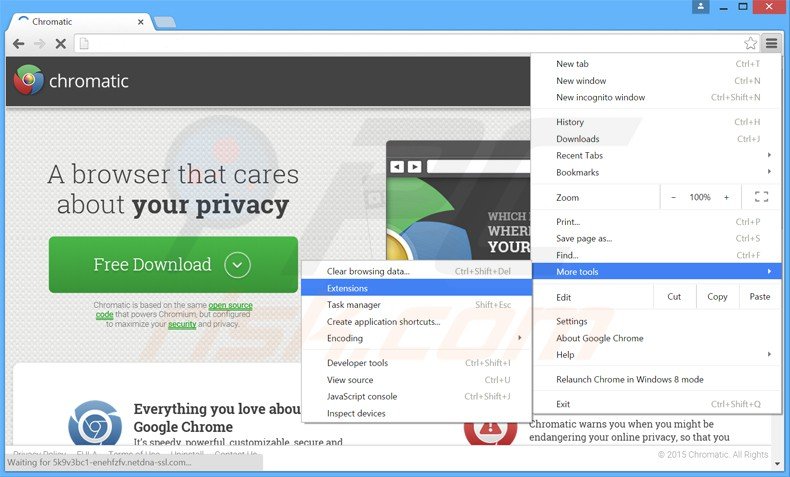 Verwijder de Chromatic advertenties uit Google Chrome stap 1