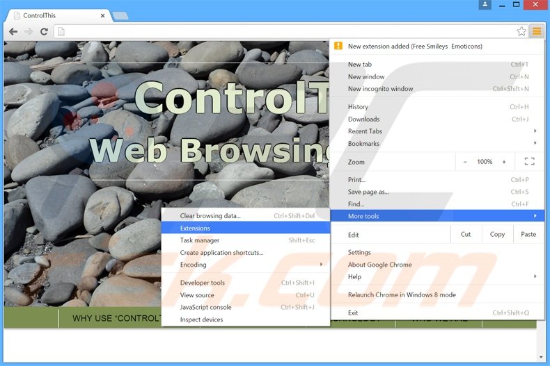 Verwijder de ControlThis  advertenties uit Google Chrome stap 1