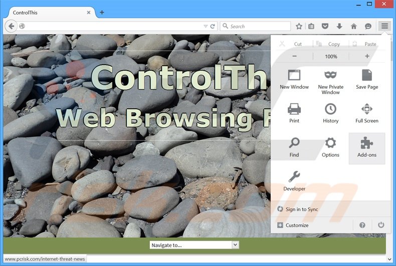 Verwijder de ControlThis advertenties uit Mozilla Firefox stap 1