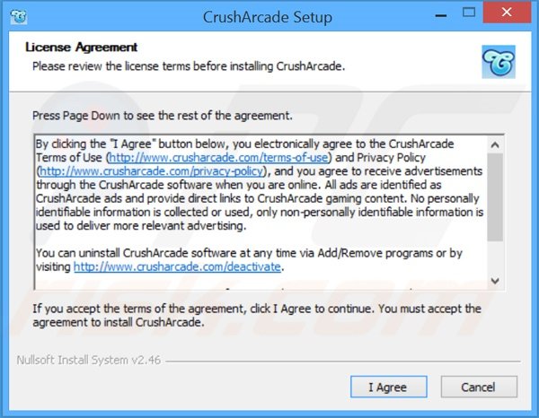 CrushArcade adware installatie