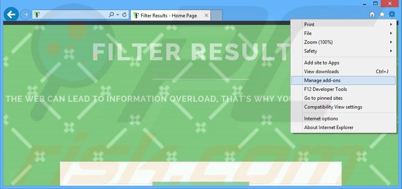Verwijder de Filter Results advertenties uit Internet Explorer stap 1