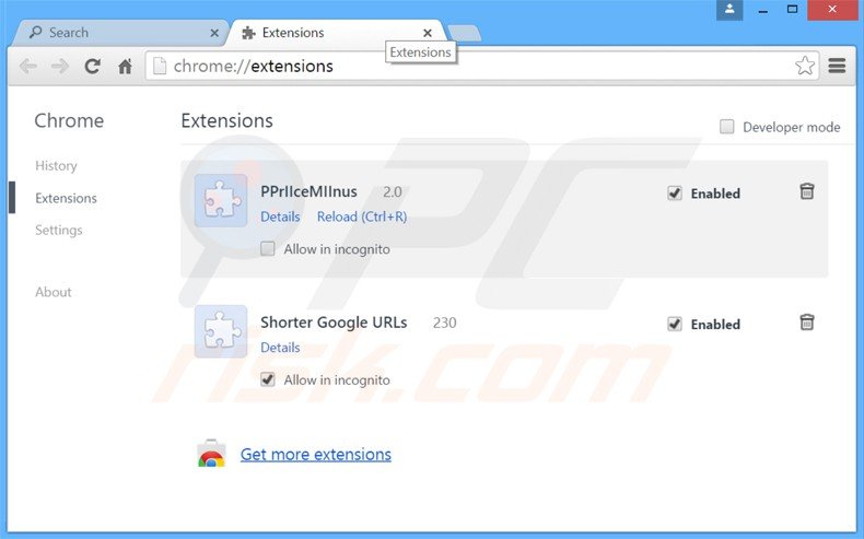 Verwijder go.next-search.net uit de Google Chrome extensies