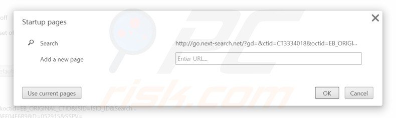 Verwijder go.next-search.net als startpagina in Google Chrome