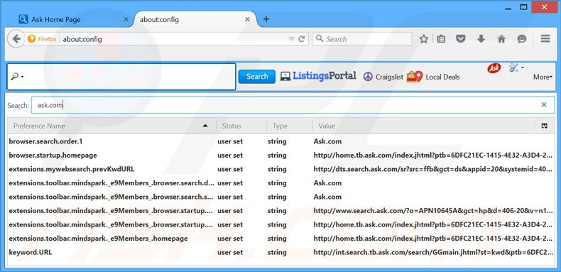 Verwijder home.tb.ask.com als standaard zoekmachine in Mozilla Firefox