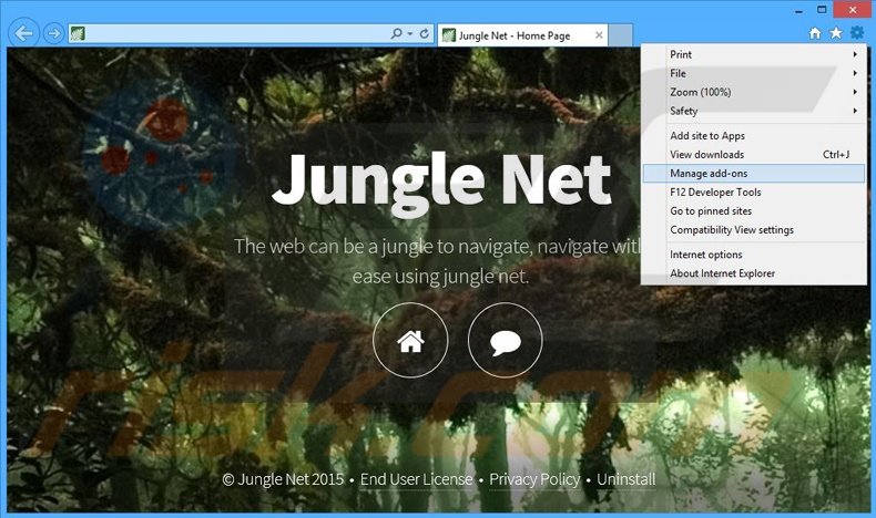 Verwijder de Jungle Net advertenties uit Internet Explorer stap 1