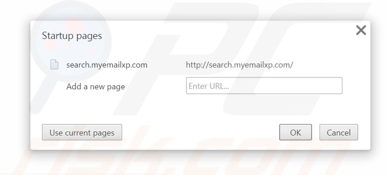 Verwijder search.myemailxp.com als Google Chrome startpagina