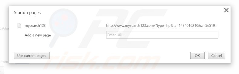 Verwijder mysearch123.com als startpagina in Google Chrome