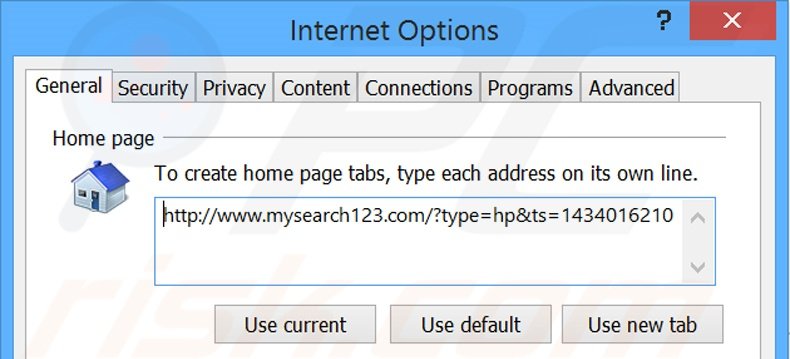 Verwijder mysearch123.com als startpagina in Internet Explorer