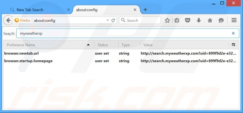 Verwijder search.myweatherxp.com als standaard zoekmachine in Mozilla Firefox