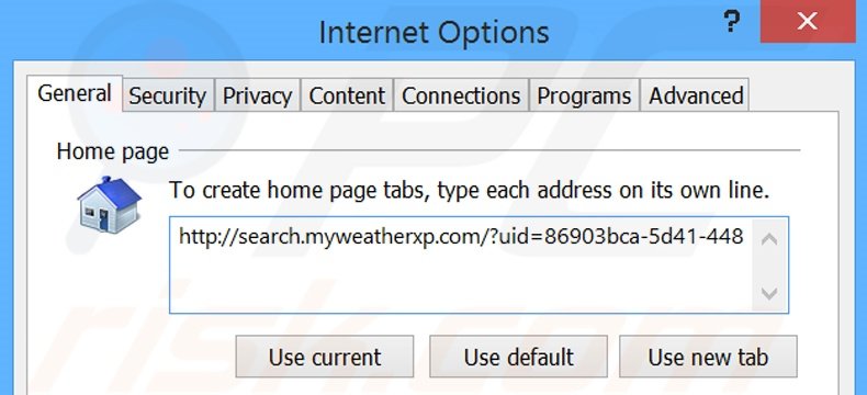 Verwijder  search.myweatherxp.com als startpagina in Internet Explorer