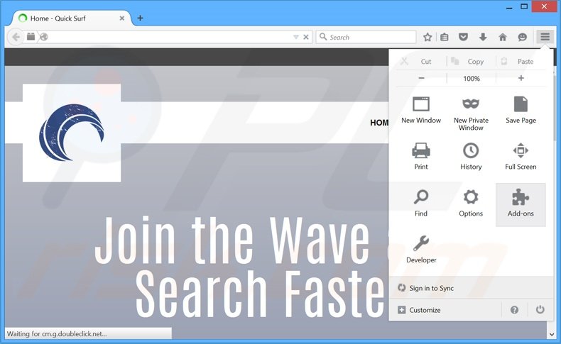 Verwijder Quick Surf advertenties uit Mozilla Firefox stap 1