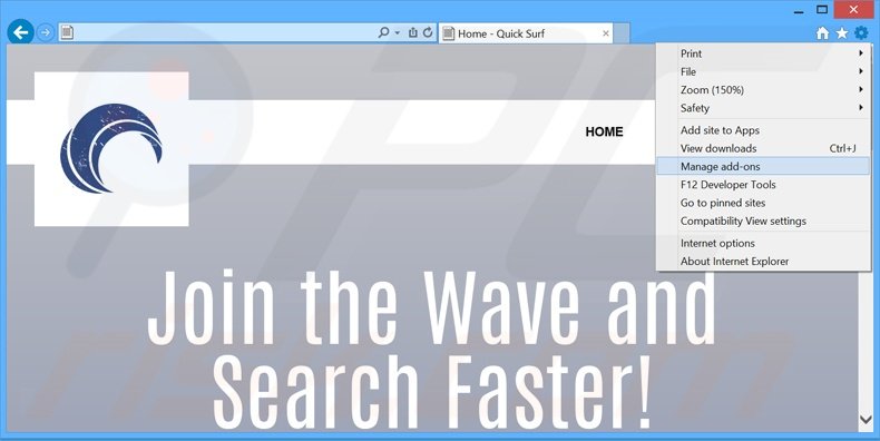 Verwijder de Quick Surf advertenties uit Internet Explorer stap 1