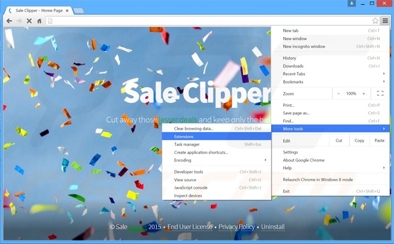 Verwijder de Sale Clipper advertenties uit Google Chrome stap 1
