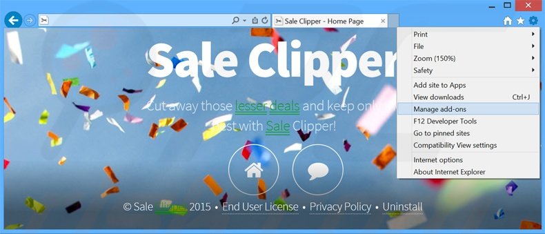 Verwijder de Sale Clipper advertenties uit Internet Explorer stap 1