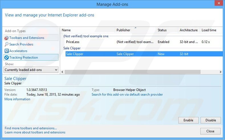 Verwijder de Sale Clipper advertenties uit Internet Explorer stap 2