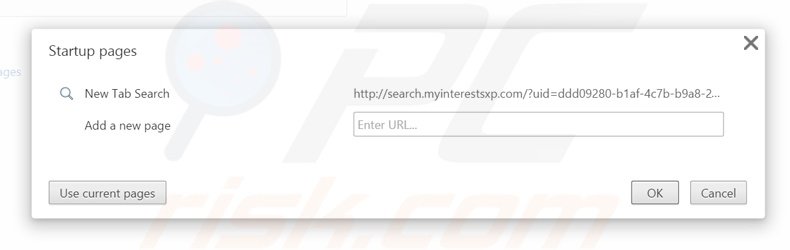 Verwijder search.myinterestsxp.com als startpagina in Google Chrome