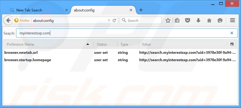 Verwijder search.myinterestsxp.com als standaard zoekmachine in Mozilla Firefox