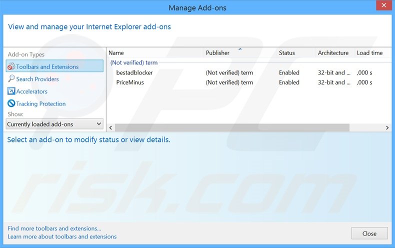 Verwijder aan search.myinterestsxp.com gerelateerde Internet Explorer extensies