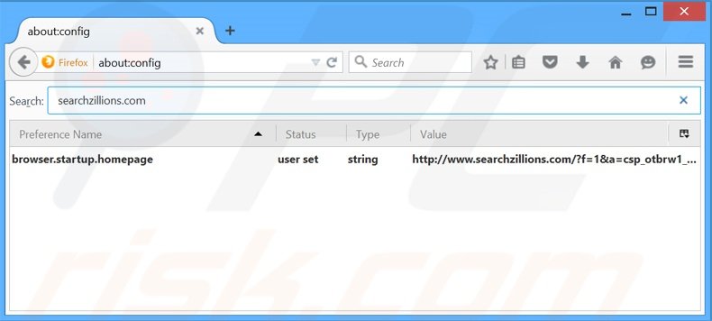 Verwijder searchzillions.com als standaard zoekmachine in Mozilla Firefox