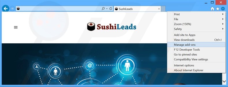 Verwijder de SushiLeads advertenties uit Internet Explorer stap 1