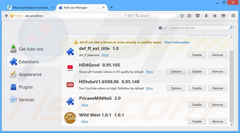 Verwijder de Word Shark advertenties uit Mozilla Firefox stap 2