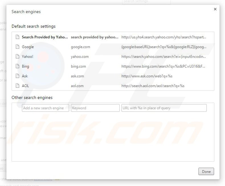 Verwijder yhs4.search.yahoo.com als standaard zoekmachine in Google Chrome