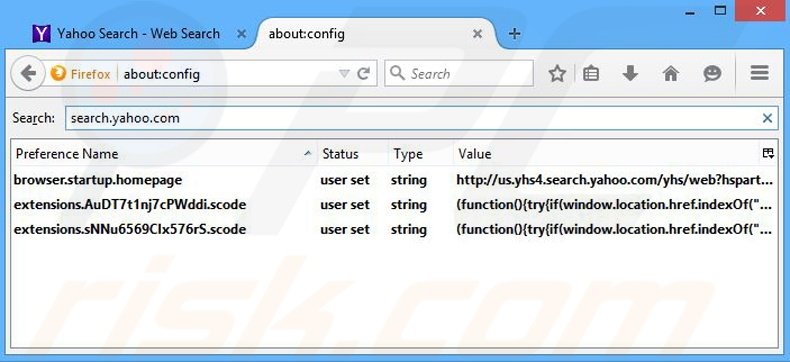 Verwijder yhs4.search.yahoo.com als standaard zoekmachine in Mozilla Firefox