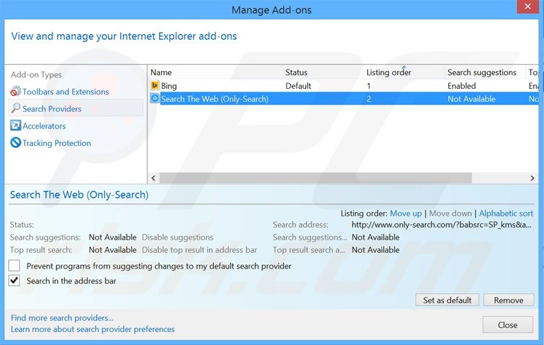 Verwijder bit-search.com als standaard zoekmachine in Internet Explorer
