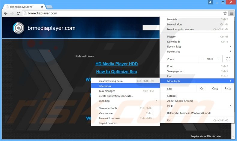 Verwijder Br Media Player  advertenties uit Google Chrome stap 1