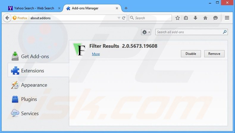Verwijder aan ByteFence gerelateerde Mozilla Firefox extensies