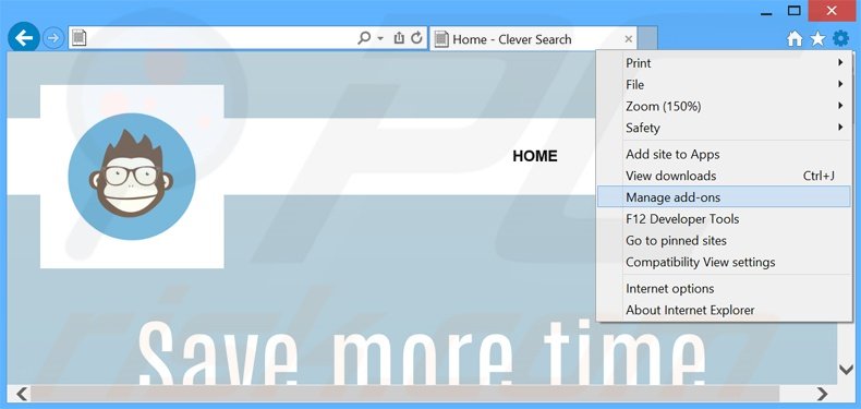 Verwijder de Clever Search advertenties uit Internet Explorer stap 1