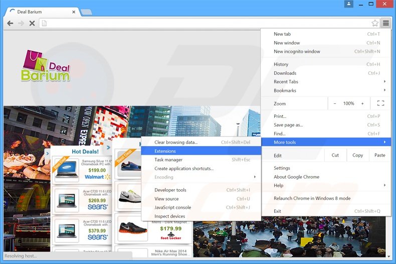 Verwijder de Deal Barium advertenties uit Google Chrome stap 1