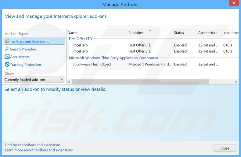 Verwijder de Deal Barium advertenties uit Internet Explorer stap 2