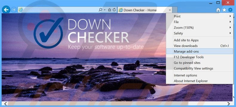 Verwijder de Down Checker advertenties uit Internet Explorer stap 1