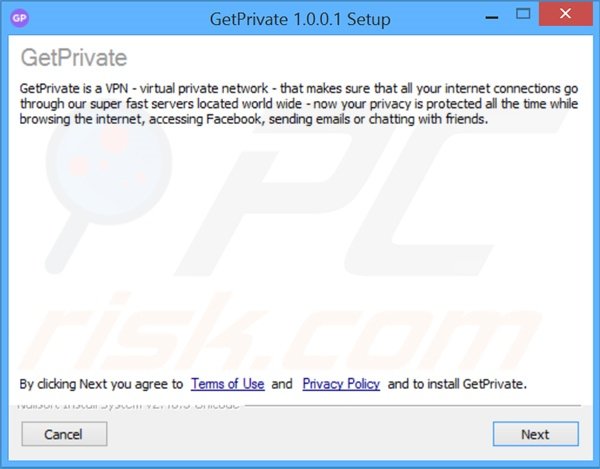 GetPrivate adware installer configuratie