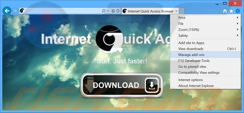 Verwijder de Internet Quick Access advertenties uit Internet Explorer stap 1